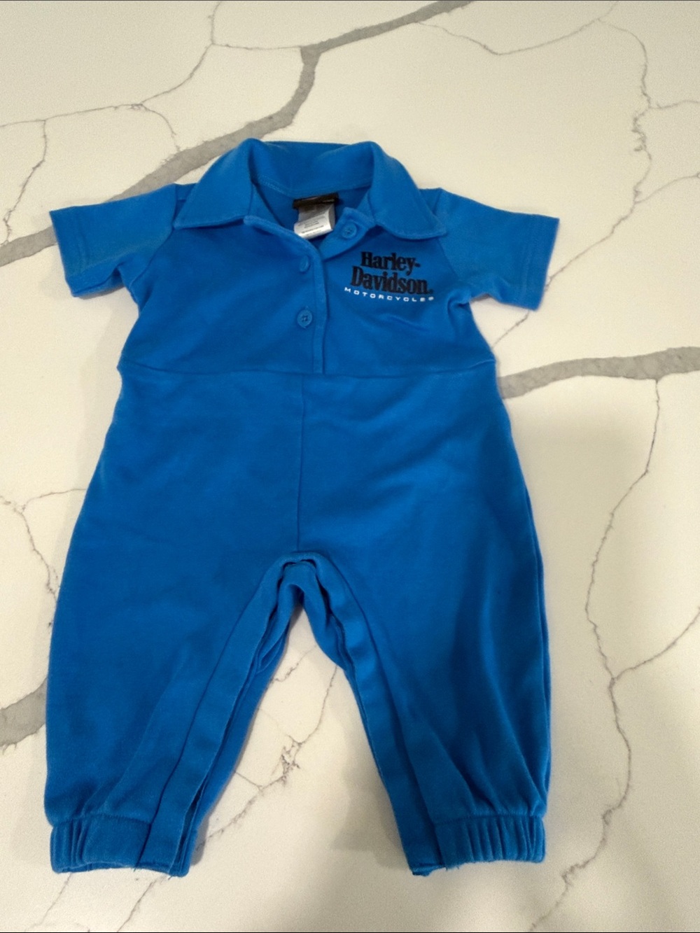Harley-Davidson Bright Blue Polo One-Piece Bodysuit infant